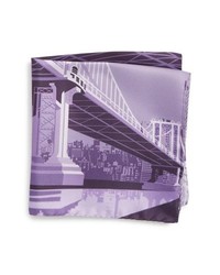 Светло-фиолетовый шелковый нагрудный платок с принтом