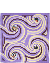Светло-фиолетовый шелковый шарф с принтом