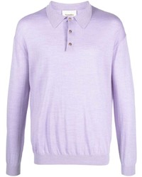 Светло-фиолетовый шерстяной свитер с воротником поло