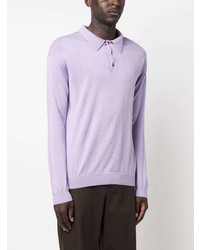 Мужской светло-фиолетовый шерстяной свитер с воротником поло от Nanushka