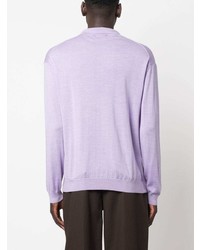 Мужской светло-фиолетовый шерстяной свитер с воротником поло от Nanushka