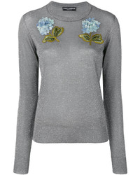 Серая блузка с вышивкой от Dolce & Gabbana