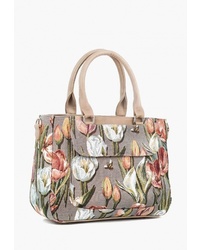 Серая большая сумка из плотной ткани с цветочным принтом от Vita
