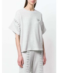 Женская серая вязаная футболка с круглым вырезом от McQ Alexander McQueen