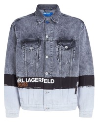 Мужская серая джинсовая куртка с принтом от KARL LAGERFELD JEANS