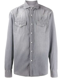 Мужская серая джинсовая рубашка от Brunello Cucinelli