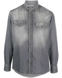 Мужская серая джинсовая рубашка от Brunello Cucinelli