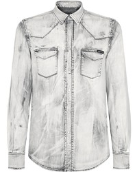 Мужская серая джинсовая рубашка от Dolce & Gabbana