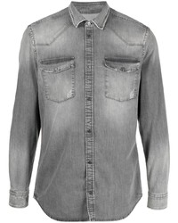 Мужская серая джинсовая рубашка от Dondup
