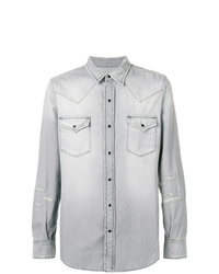 Мужская серая джинсовая рубашка от Saint Laurent