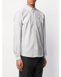 Мужская серая классическая рубашка в вертикальную полоску от Ami Paris