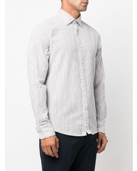 Мужская серая классическая рубашка в вертикальную полоску от Deperlu