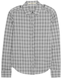 Женская серая классическая рубашка в шотландскую клетку от J Brand