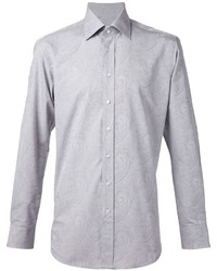 Мужская серая классическая рубашка с "огурцами" от Etro