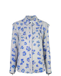 Женская серая классическая рубашка с цветочным принтом от Novis