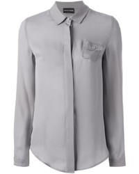 Женская серая классическая рубашка от Emporio Armani