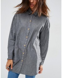 Женская серая классическая рубашка от Asos