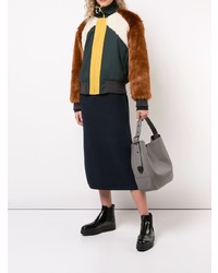 Серая кожаная большая сумка от Coach