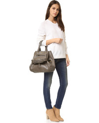 Серая кожаная большая сумка от Jerome Dreyfuss