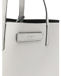 Серая кожаная большая сумка от DKNY