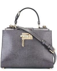 Серая кожаная большая сумка от Dolce & Gabbana