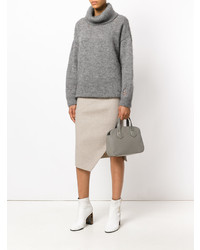 Серая кожаная большая сумка от Furla