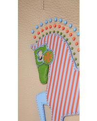 Серая кожаная большая сумка от Tory Burch