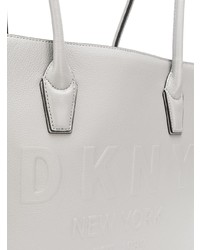 Серая кожаная большая сумка от DKNY