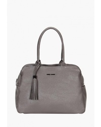 Серая кожаная большая сумка от Hynes Victory