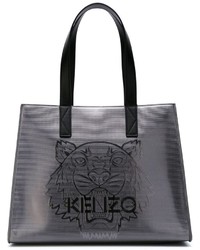 Серая кожаная большая сумка от Kenzo