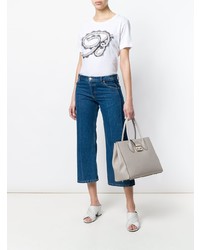 Серая кожаная большая сумка от Furla