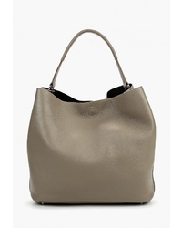 Серая кожаная большая сумка от Madeleine