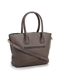 Серая кожаная большая сумка от Marc Johnson