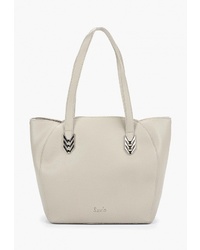 Серая кожаная большая сумка от Savio