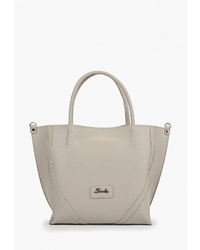 Серая кожаная большая сумка от Savio