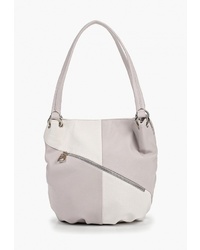 Серая кожаная большая сумка от Savio