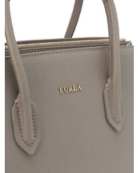 Серая кожаная большая сумка от Furla