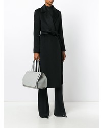 Серая кожаная большая сумка от Valextra