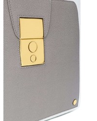 Серая кожаная большая сумка от Thom Browne