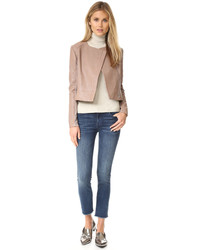 Женская серая кожаная куртка от Veda