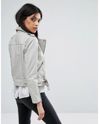 Женская серая кожаная куртка от AllSaints