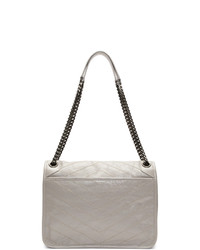 Серая кожаная стеганая сумка-саквояж от Saint Laurent