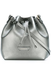 Серая кожаная сумка-мешок от Emporio Armani