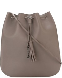 Серая кожаная сумка-мешок от Saint Laurent