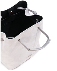 Серая кожаная сумка-мешок от Hogan