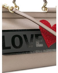 Серая кожаная сумка-саквояж от Dolce & Gabbana
