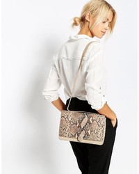 Серая кожаная сумка через плечо со змеиным рисунком от Modalu