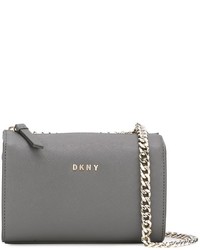 Серая кожаная сумка через плечо от DKNY