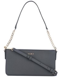 Серая кожаная сумка через плечо от DKNY
