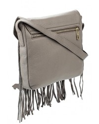 Серая кожаная сумка через плечо от Labbra